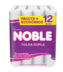 Papel higienico folha dupla noble neutro 12 rolos de 20m, NOBLE