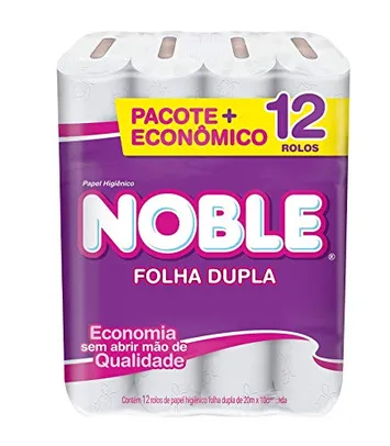 Papel higienico folha dupla noble neutro 12 rolos de 20m, NOBLE