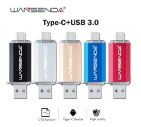 WANSENDA-Pendrive 3.0 OTG, tipo C 16GB, flash drive USB | R$20