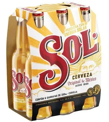 Pack Cerveja Mexicana Sol Garrafa 330ml Com 6 Unidades