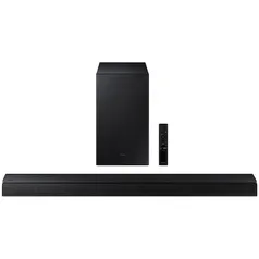 Soundbar Samsung HW-A555 com 2.1 canais, DTS Virtual:X, Som Surround, Conexão Bluetooth e Subwoofer Sem Fio - 410W