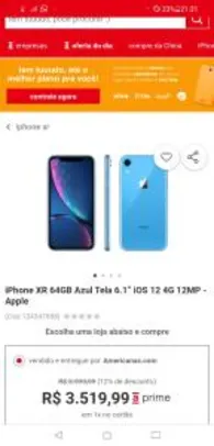 iPhone XR 64GB Azul Tela 6.1” iOS 12 4G 12MP - Apple | R$3.320