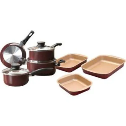 Conjunto de Panelas Milano com Revestimento Antiaderente 4 Peças + Conjunto Assadeira 3 Peças La Cuisine by Tramontina por R$ 162