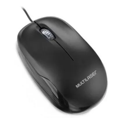 Mouse Multilaser 1200DPI USB Preto - MO255 - R$13