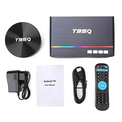 Android T95Q TV Box Amlogic S905X2 Quad Core Set Top Box RAM 4GB ROM 64GB HD 6K Player Dual WIFI Smart TV BOX (4GB 64GB, EU Plug)