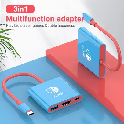 Docking Station Tipo C 3.0 Portátil para Nintendo Switch - Perfeito para Viagens e Jogos