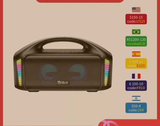 Tribit portátil alto-falante bluetooth 90w