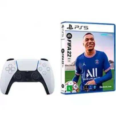 Kit Controle Dualsense Playstation 5 + Jogo FIFA 22 - PS5