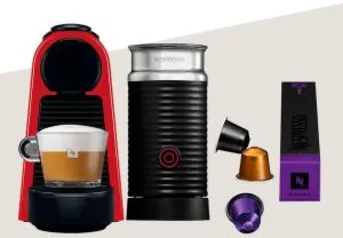 Máquina de Café Nespresso Essenza Mini D30 com Aeroccino e Kit Boas-Vindas - Vermelha - Só 220V