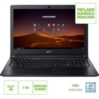 [50% AME] Notebook Acer Aspire 3 A315-53-343Y Core i3 4GB HD de 1TB 15.6'' | R$2.879