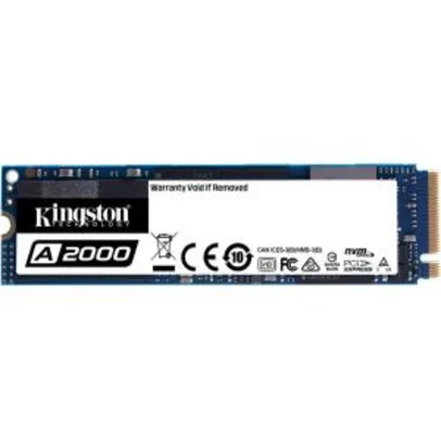 SSD Kingston A2000, 250GB, M.2 NVMe, Leitura 2000MB/s, Gravação 1100MB/s - SA2000M8/250G | R$345