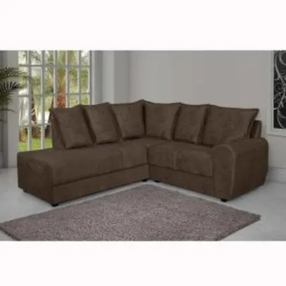 Sofá de Canto American Comfort Karina em Suede 5 Lugares Marrom por R$ 599