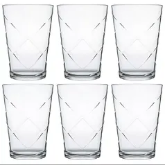 Conjunto 6 copos Nadir Maracatu em vidro, 280ml