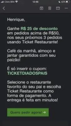 Desconto R$25 em 3 Pedidos com Ticket