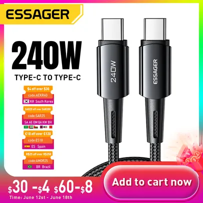 Cabo Essager USB 1 metro  240 W