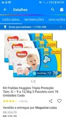 Kit fraldas Huggies Tripla Proteção Tam G - 3 pacotes com 78 unidades cada