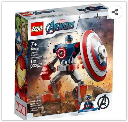 LEGO Marvel Avengers Armadura Robô do Capitão América 76168 - 121 Peças | R$ 53