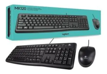 Kit Teclado e Mouse Logitech USB Preto MK120