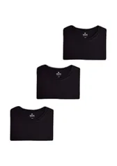 Kit Com 3 Camisetas Masculinas Básicas - Preto P