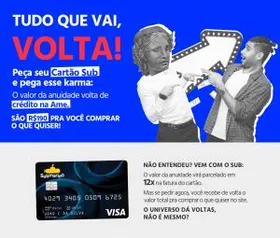 Cartão Submarino com 100% de Cashcaback do Ame