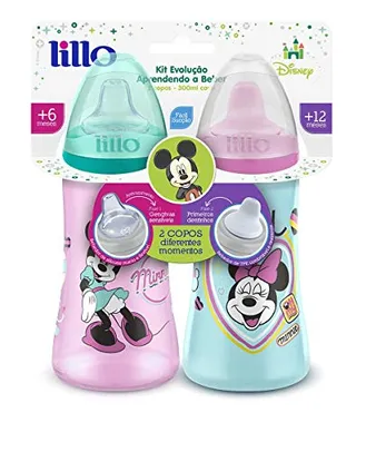 Lillo Kit 2 Copos Colors Bico De Silicone Disney Minnie Rosa