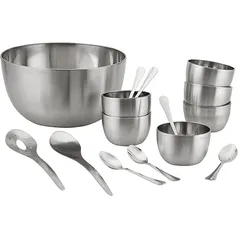 [APP] Saladeira Inox com 2 Talheres + Conjunto Sobremesa com 12 Peças 