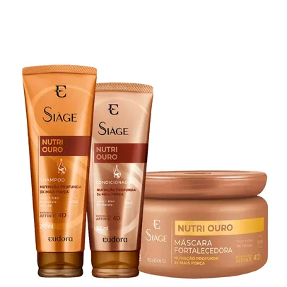 Kit Eudora Siáge Nutri Ouro - Shampoo 250 ml + Condicionador 200 ml + Máscara Fortalecedora 250 g