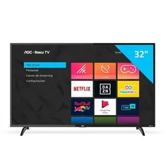 Smart TV LED 32" AOC 32S5195/78G HD com Wi-Fi, 1 USB, 3 HDMI, Controle com Botão Netflix, Deezer, 60