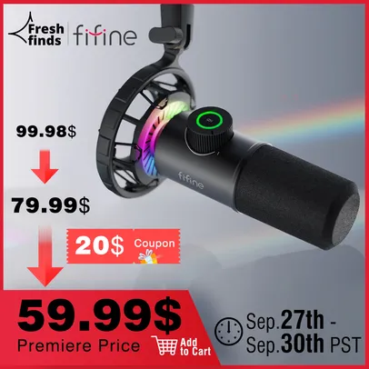 Microfone dinâmico fifine k658 RGB - 28/09 10Hrs - 20 Unidades apenas