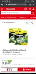 Kit Carga Refil Gillette Mach3 Sensitive 16 Unidades