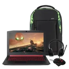 Kit Gamer Notebook Acer Nitro 5 AN515-52-72UU + Mochila Camuflada + Mouse Nitro + Headset Nitro