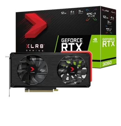 Placa de Vídeo PNY NVIDIA Geforce RTX 3060 XLR8 Gaming REVEL EPIC-X RGB Dual Fan Edition, LHR, 12GB, GDDR6, DLSS, Ray Tracing, VCG306012DFXPPB