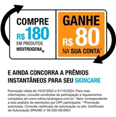 [CASHBACK R$80] em Produtos Neutrogena