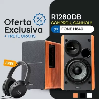 Monitor de Áudio Bluetooth Edifier R1280DB 42W + Fone de Ouvido H840