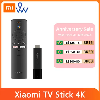 Xiaomi Mi Tv Stick 4k Android Tv 11 Hdr Quad Core 2gb + 8gb Bluetooth 5.0 Wifi