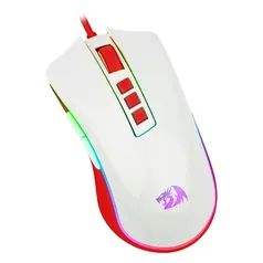 Mouse Gamer Redragon Cobra, RGB, 12400DPI, 8 Botões, Branco e Vermelho