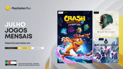 PlayStation Plus de julho: Crash Bandicoot 4: It's About Time, Man of Medan e Arcadegeddon