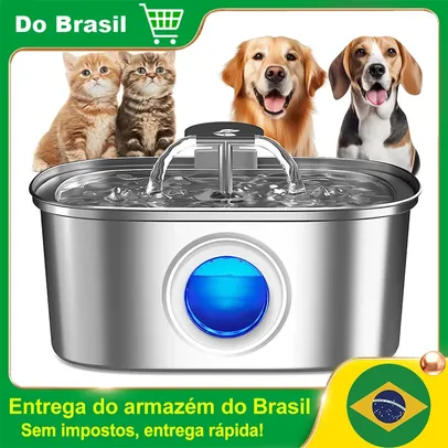 [Do Brasil] Bebedouro para gatos em aço inoxidável de 3,2 litros Newpet