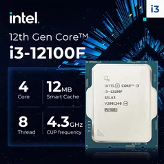 Processador Intel Core I3 12100F 