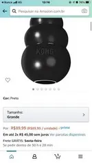 Brinquedo Mordedor com Dispenser Para Petisco Preto Kong Extreme Grande Kong para Cães | R$89