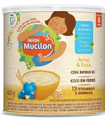 Cereal Infantil, Arroz e Aveia, Mucilon, 400g ( Recorrência + min.2) | R$6