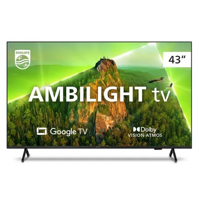 Smart Tv 43" Philips Ambilight Google Comando De Voz Cinza Bivolt43PUG7908/78