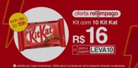 [APP] Kit com 10 KIT KAT AO LEITE NESTLE (41,5G cada)