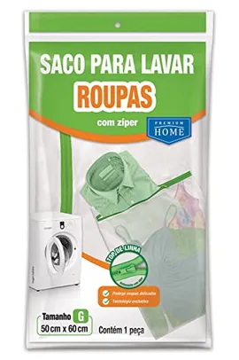 [Super R$9,7] Saco para Lavar Roupa com zíper - Tamanho G(50x60cm) | Premium Home