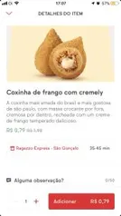 Coxinha de frango Ragazzo Express por R$0,79 no iFood