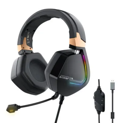 Saindo por R$ 140,63: BlitzWolf® BW-GH2 Gaming Headphone 7.1 Channel 53mm Driver USB Wired RGB Gamer Headset with Mic for Computer PC PS3/4 | Pelando