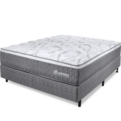 [AME R$1.700] Cama Box Casal Colchão Smart Spring Mola Ensacada e Pillow Top de Espuma Viscoelástico 138x188x61cm