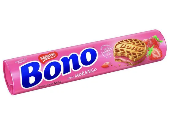 Biscoito Recheado Morango Bono 126g | R$ 1,75
