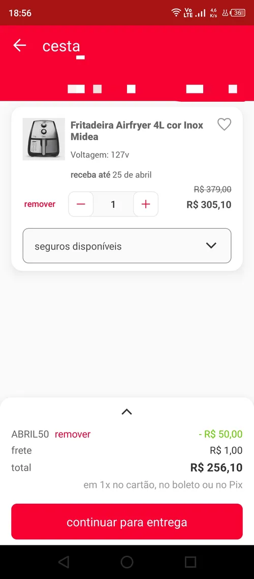 Imagem na descrição da promoção