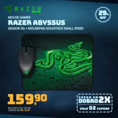 Mouse Gamer Razer Abyssus Sensor 3G Com Mousepad Goliathus Small Speed por R$ 160